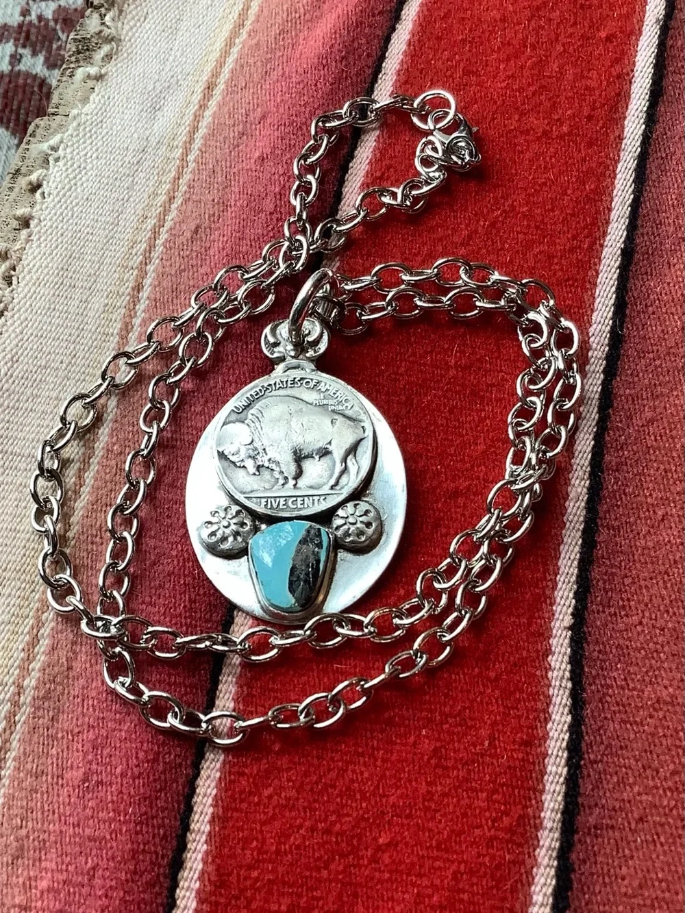Buffalo Nickel  turquoise Necklace - Picture 6 of 7